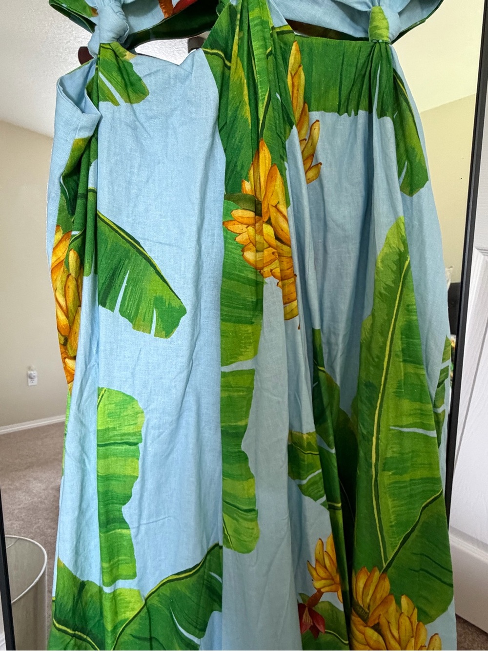 FARM Rio Blue Maxi Dress with Green Leaf and Yellow Floral Print - Picture 6 of 6